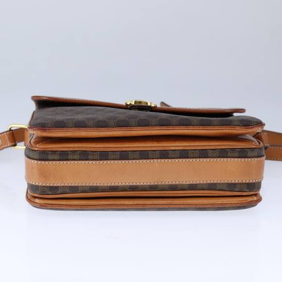 CELINE Macadam Canvas Shoulder Bag Pvc Leather Brown Gold - Picture 9 of 13